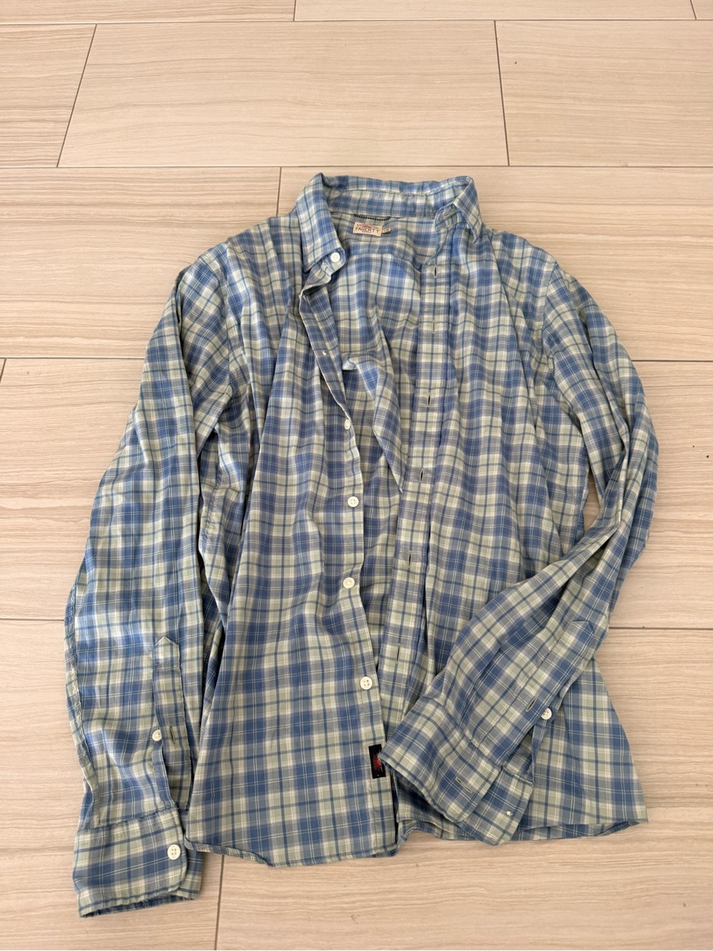 Faherty Light Blue & White Plaid Button-Down Shirt